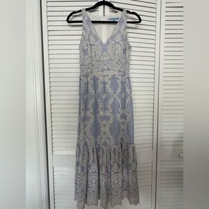 ANTONIO MELANI Blue and White Embroidered Dress